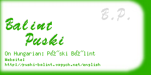 balint puski business card